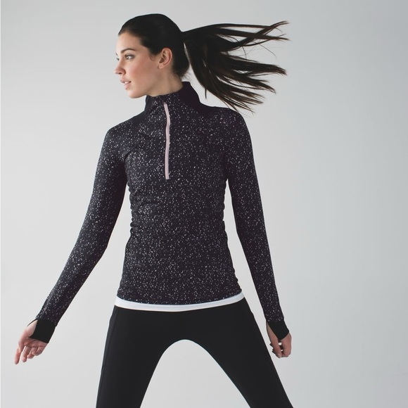 Lululemon Go The Distance‎ 1/2 Zip in Butterfly Texture Mink Berry Black Size 4 - Picture 1 of 15